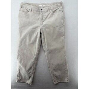 Lands' End Womens Plus Size 16W Corduroy Khaki Pants Mid Rise Straight